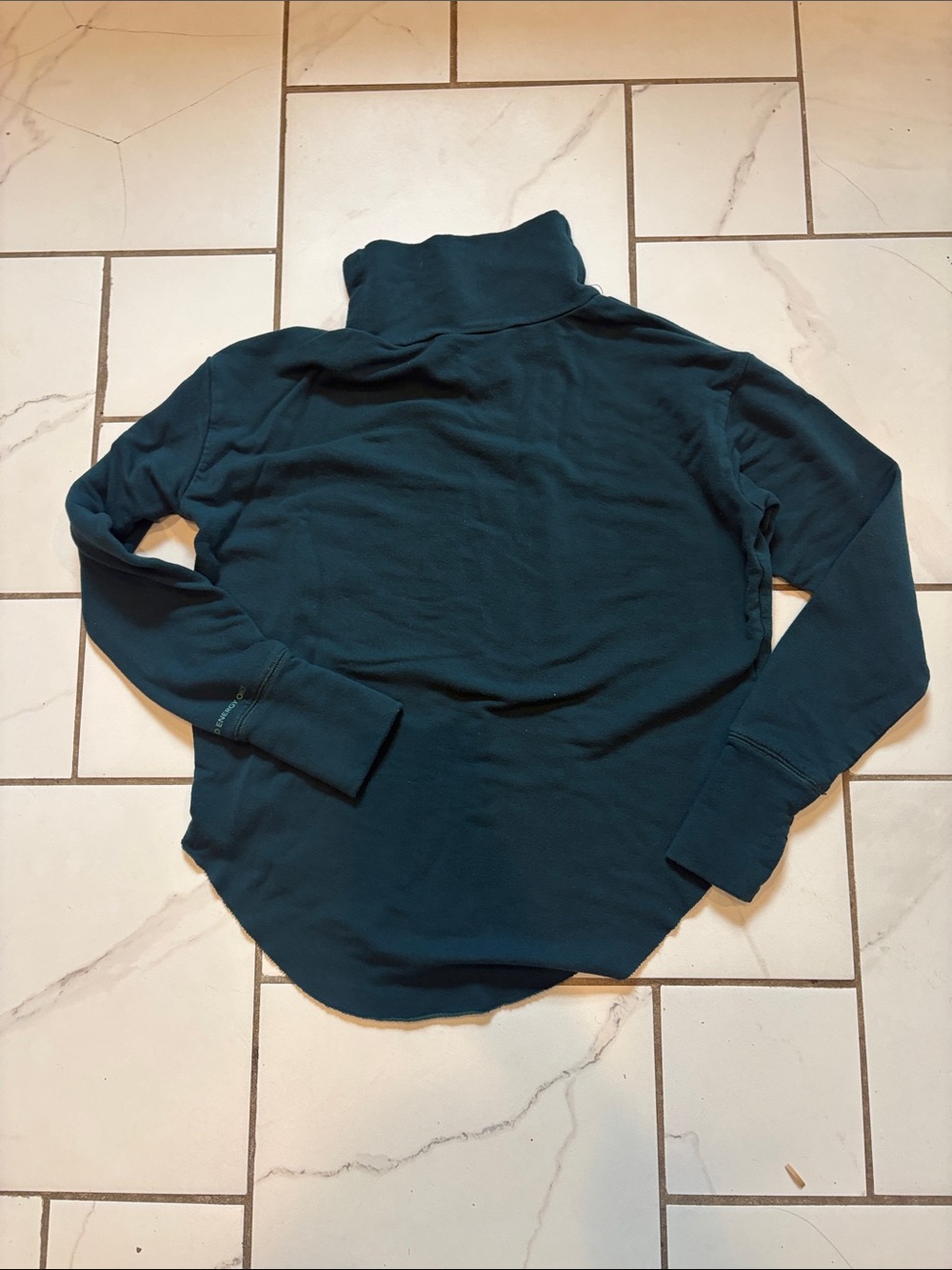 Offline by aerie Cozy Deep Teal Funnel Neck Sweatshirt w/ Raw Edges - size XXS - Picture 4 of 6